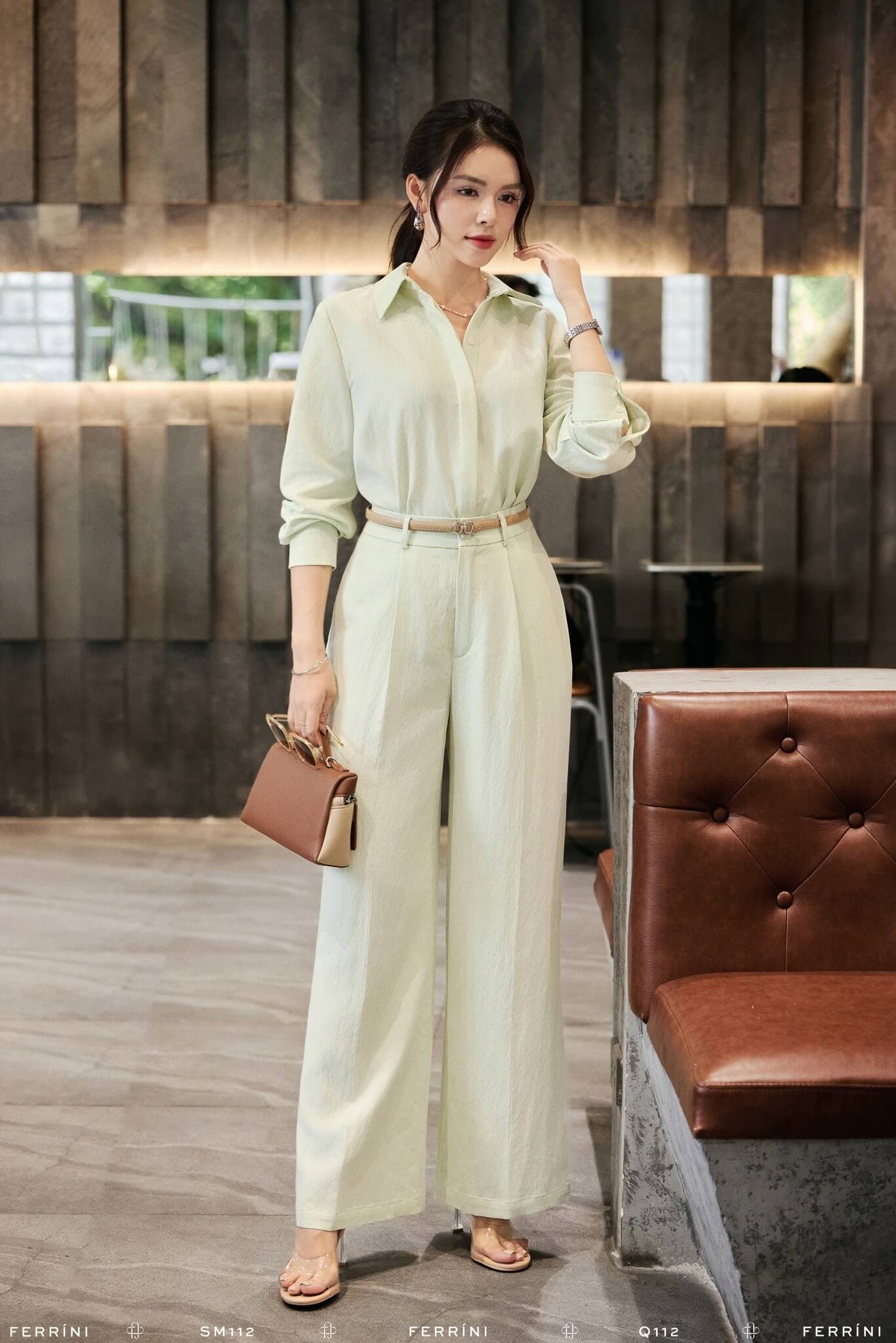 Sơ mi dài tay tông xanh mint