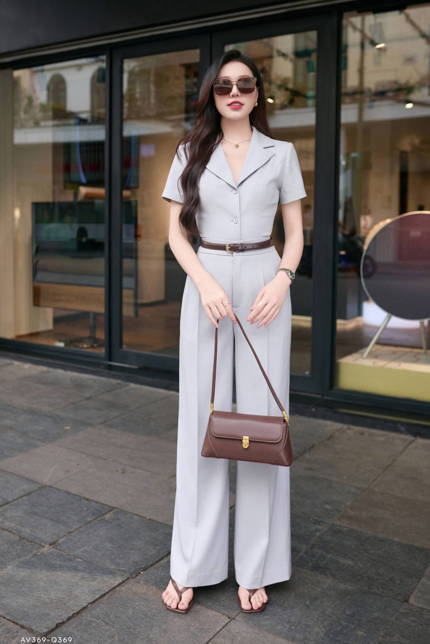 Quần tây nữ ống suông ramie
